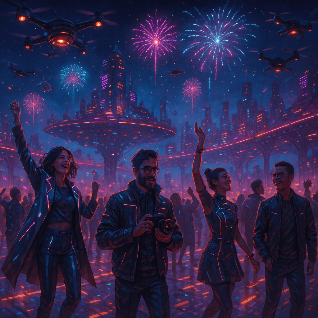 Prompts para Crear Ilustraciones de Festividades Futuristas con IA