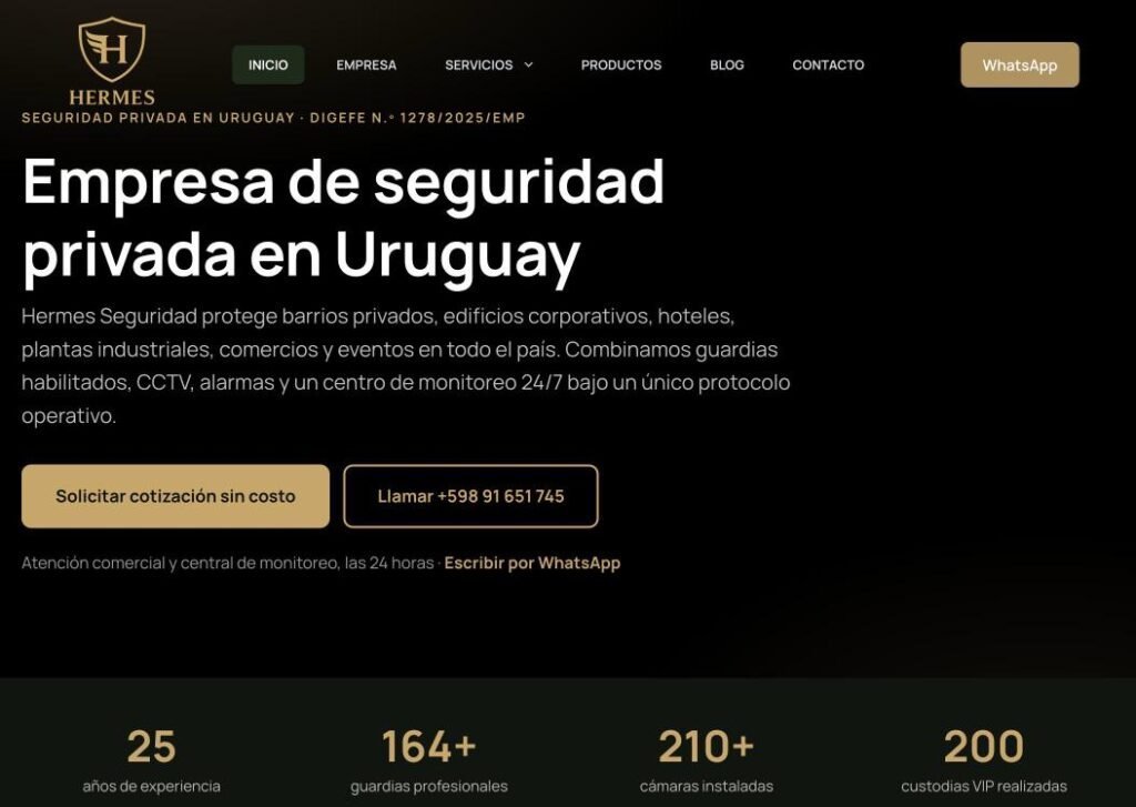 Sitio web de Hermes Seguridad diseñado por Humanky