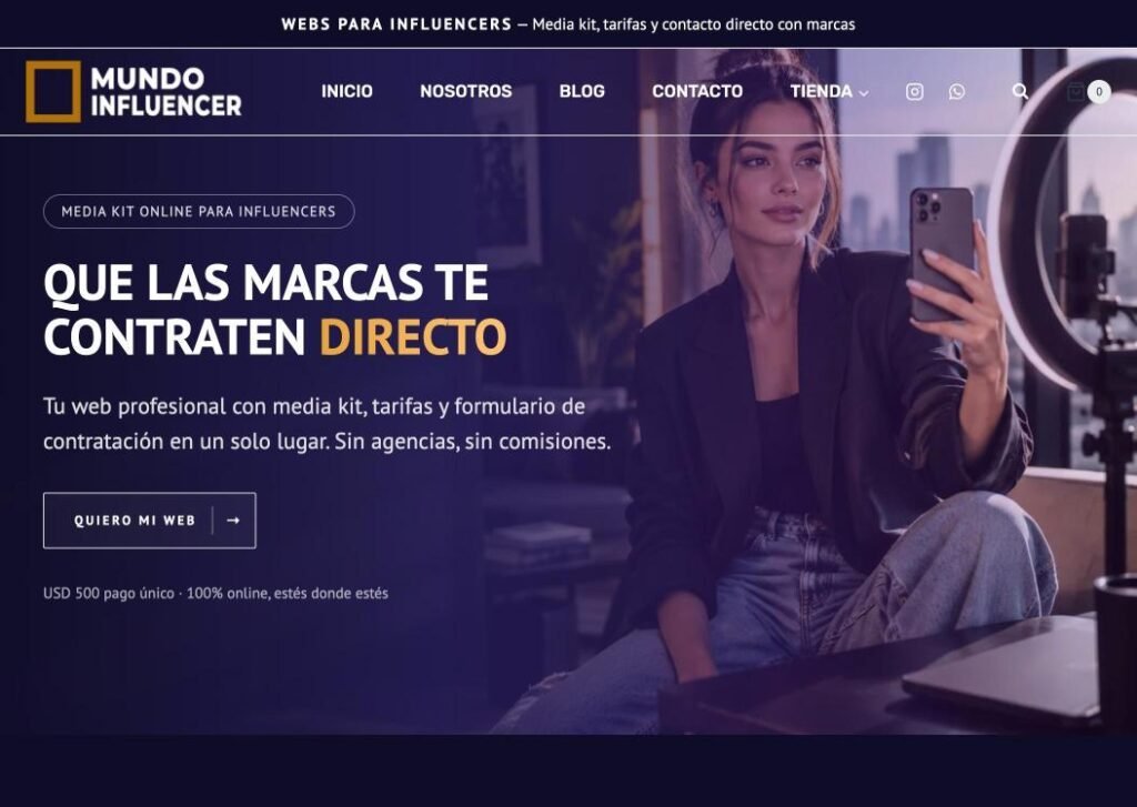 Sitio web de Mundo Influencer diseñado por Humanky